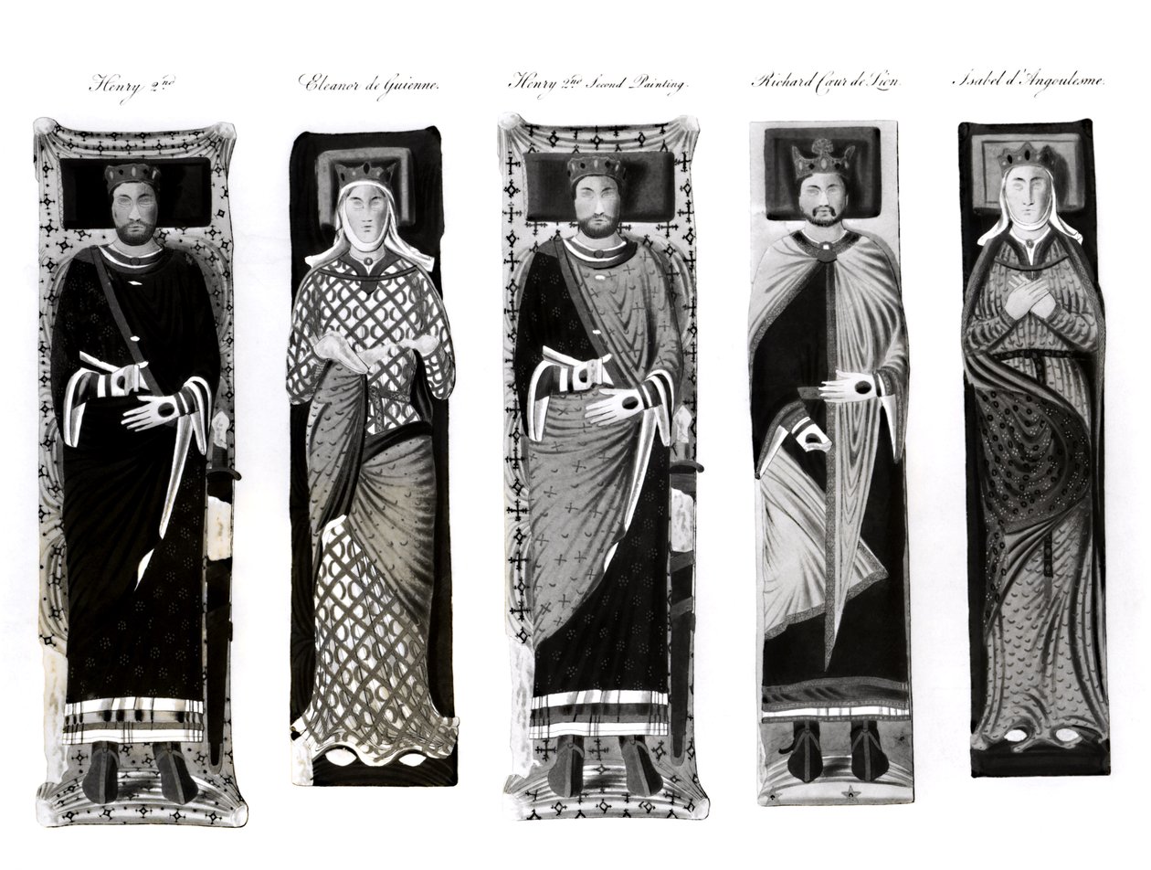 Abbildungen von Heinrich II. (1133-89) Eleonore von Aquitanien (ca. 1122-1204) Richard Löwenherz (1157-99) und Isabel d