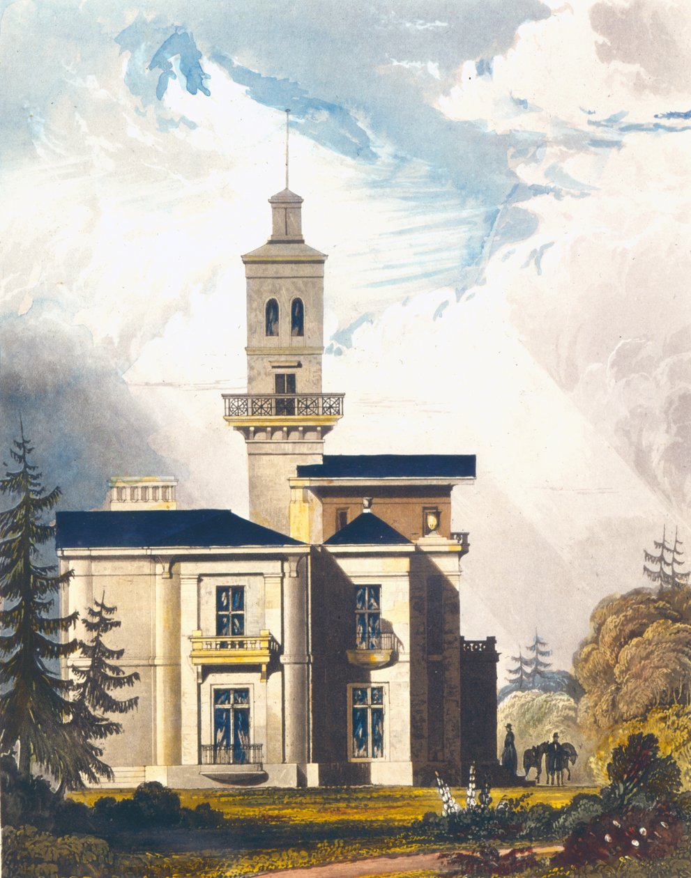 Erhebung einer italienischen Villa oder Jagdhütte von English School