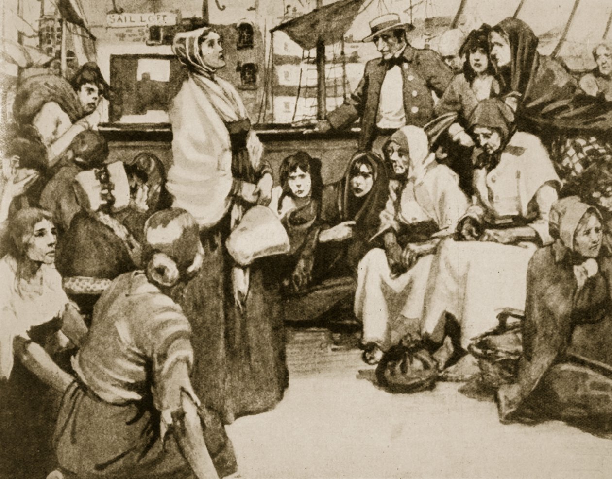 Elizabeth Fry spricht zu den Gefangenen auf einem Sträflingsschiff von English School