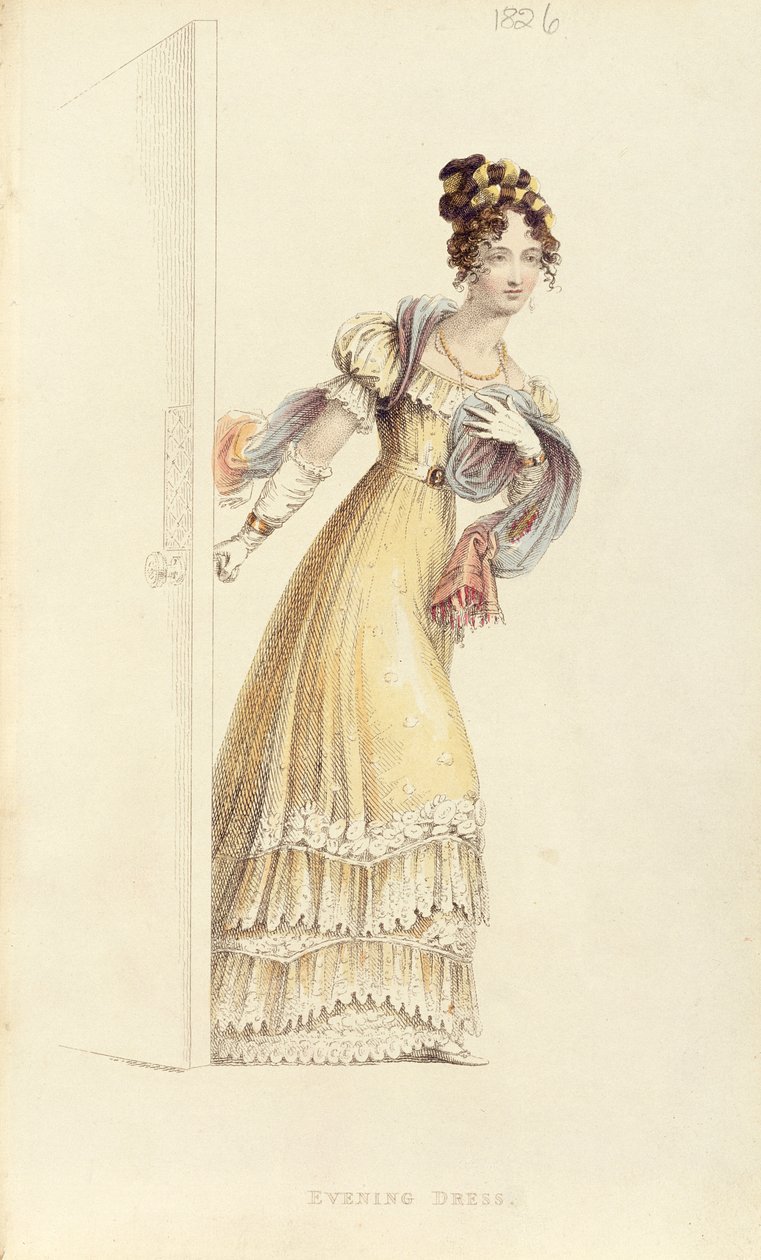 Abendkleid, Modeplatte aus Ackermanns Repository of Arts von English School