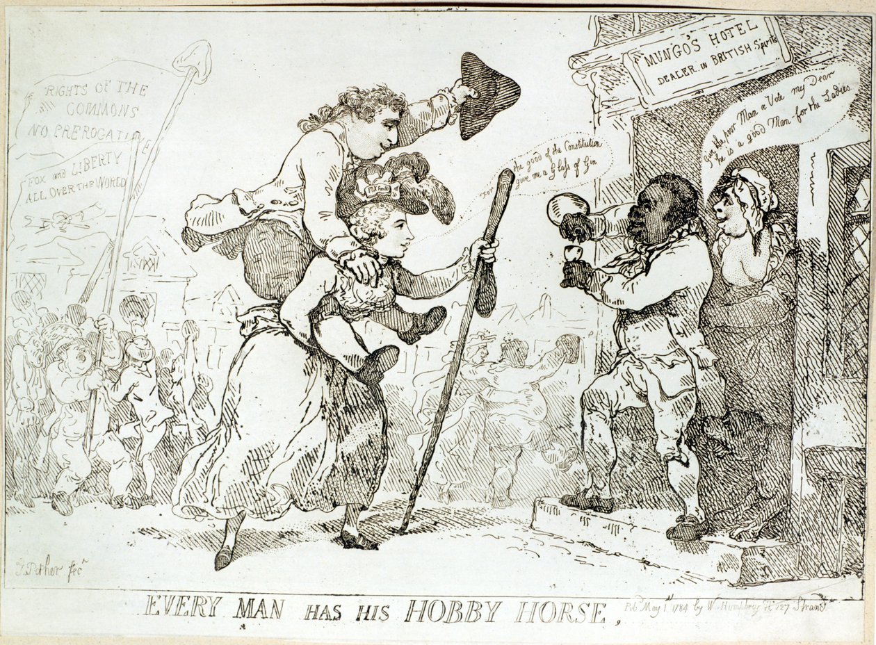 Jeder Mann hat sein Steckenpferd, veröffentlicht 1784 von English School