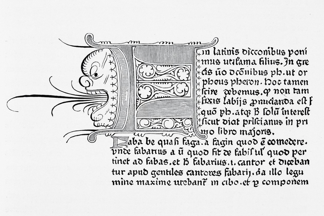 Faksimile einer Seite aus dem Catholicon, gedruckt von Johannes Gutenberg, Mainz, 1460 von English School