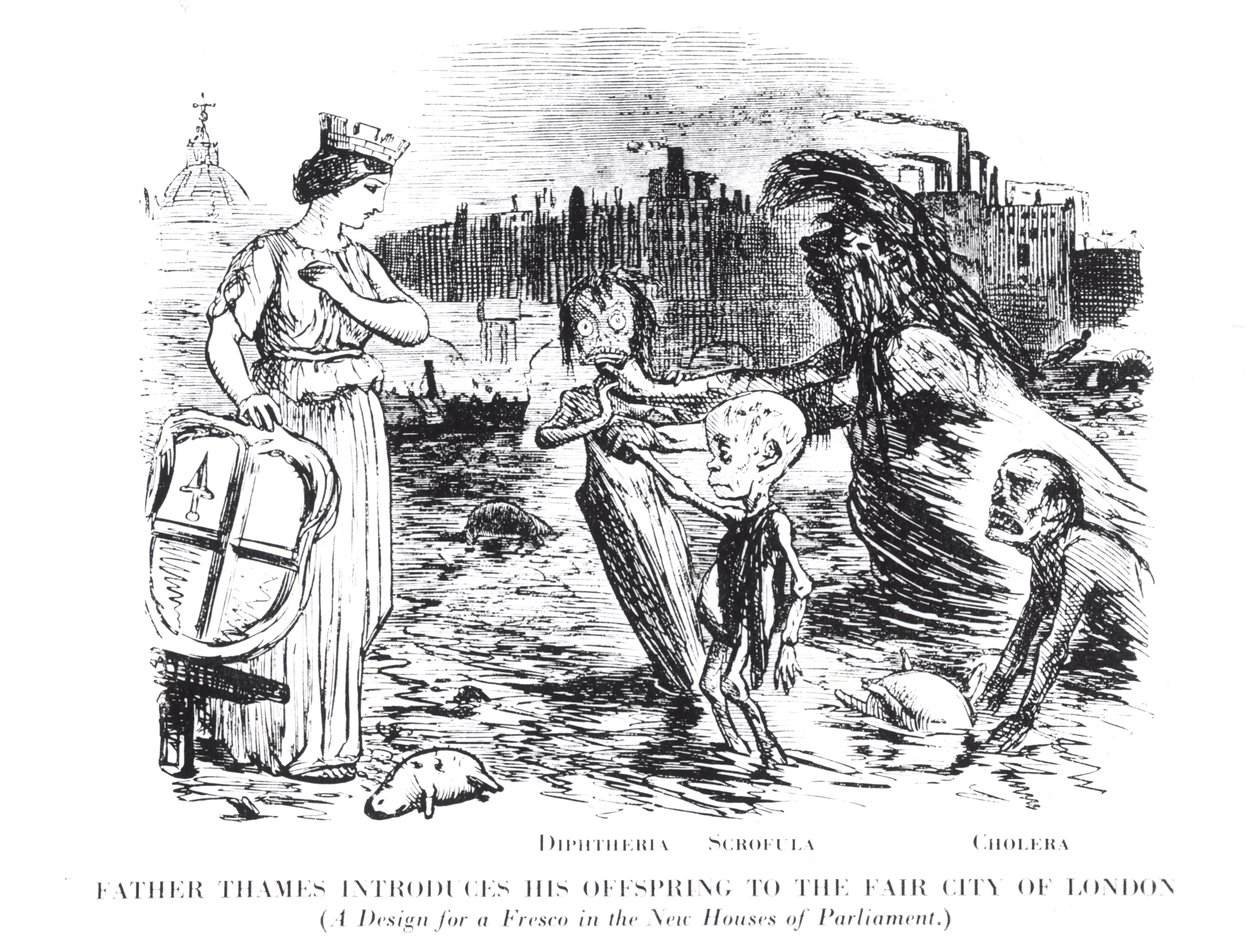 Vater Thames stellt seine Nachkommen der schönen Stadt London vor, ein Entwurf für ein Fresko in den neuen Houses of Parliament von English School