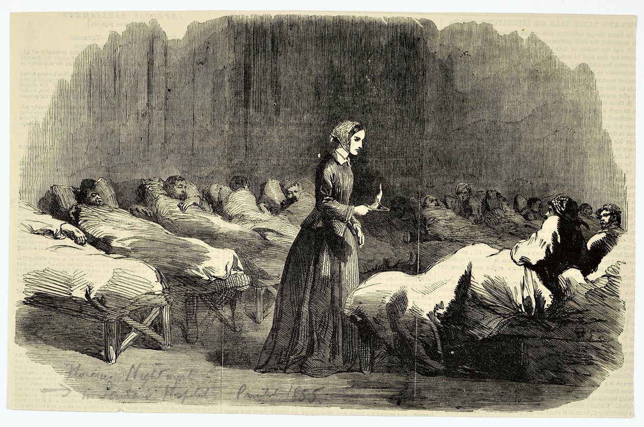 Florence Nightingale im Barrack Hospital, Scutari, 1855 von English School