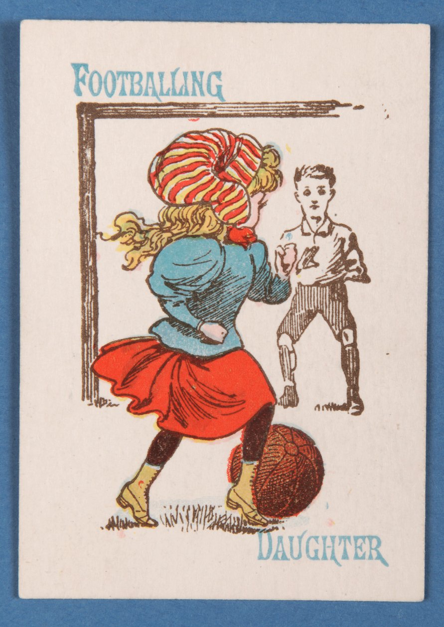 Fußballspielende Tochter, aus dem Happy Families-Kartenspiel, ca. 1890-1900 von English School
