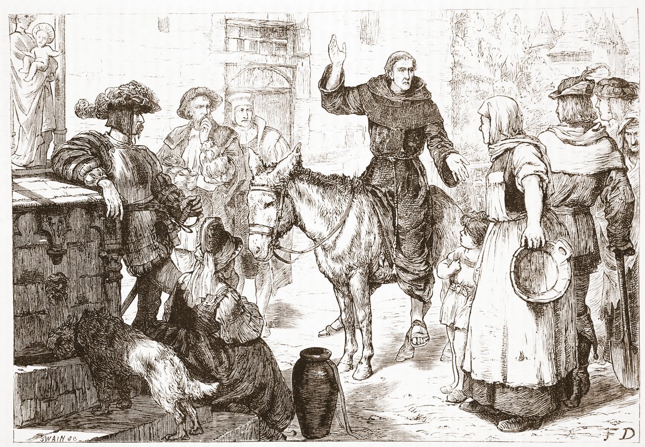 Franz Lambert predigt, Illustration aus Die Geschichte des Protestantismus von James Aitken Wylie, veröffentlicht 1878 von English School