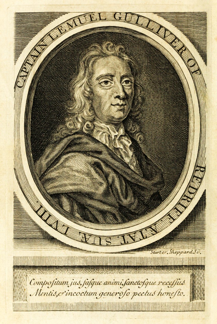 Frontispizporträt von Kapitän Lemuel Gulliver aus 