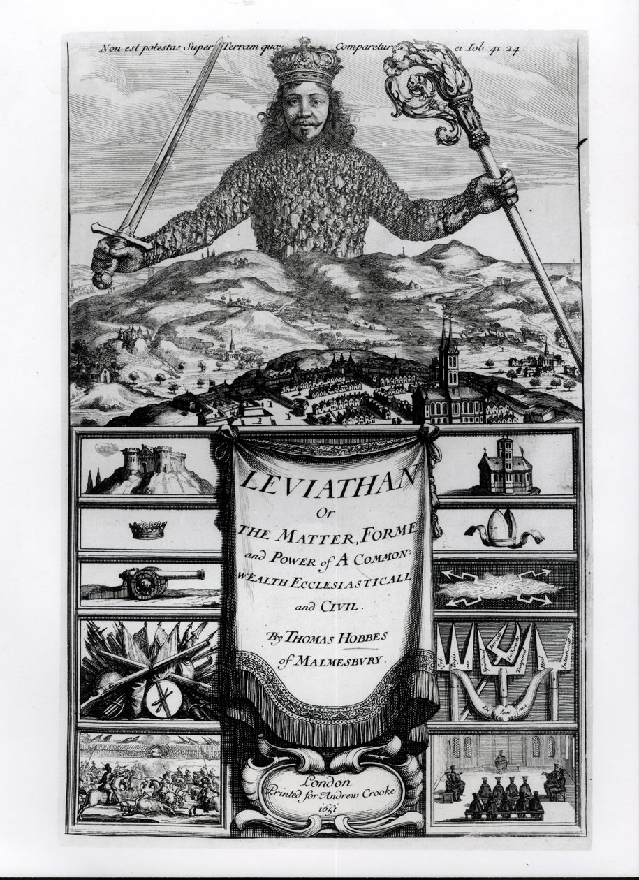Frontispiz zu Leviathan or the Matter, Forme and Power of a Common Wealth Ecclesiasticall and Civil, 1651, von Thomas Hobbes (1588-1679) aus Malmesbury von English School