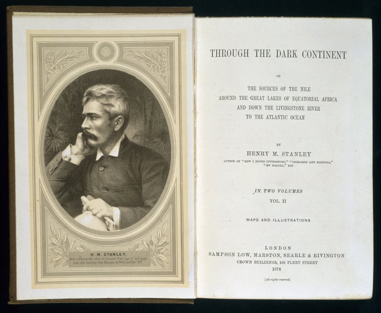 Frontispiz zu Durch den dunklen Kontinent, von Henry M. Stanley, veröffentlicht 1878 von English School
