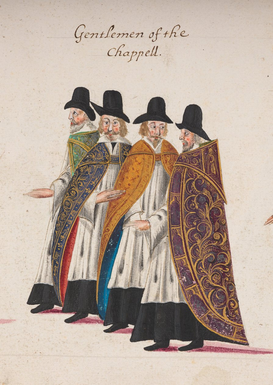 Gentlemen der Kapelle, Detail des Trauerzuges von Königin Elizabeth I. zur Westminster Abbey, 28. April 1603 von English School
