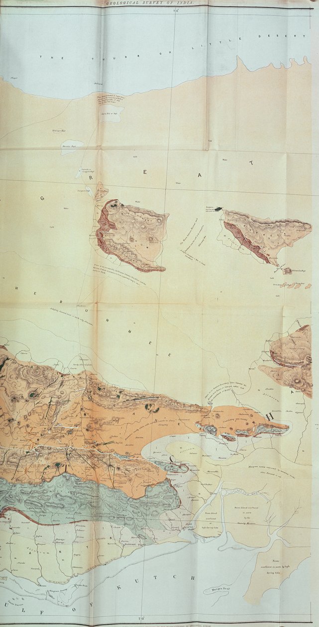 Geologische Karte der Kutch-Wüste, 1870 von English School