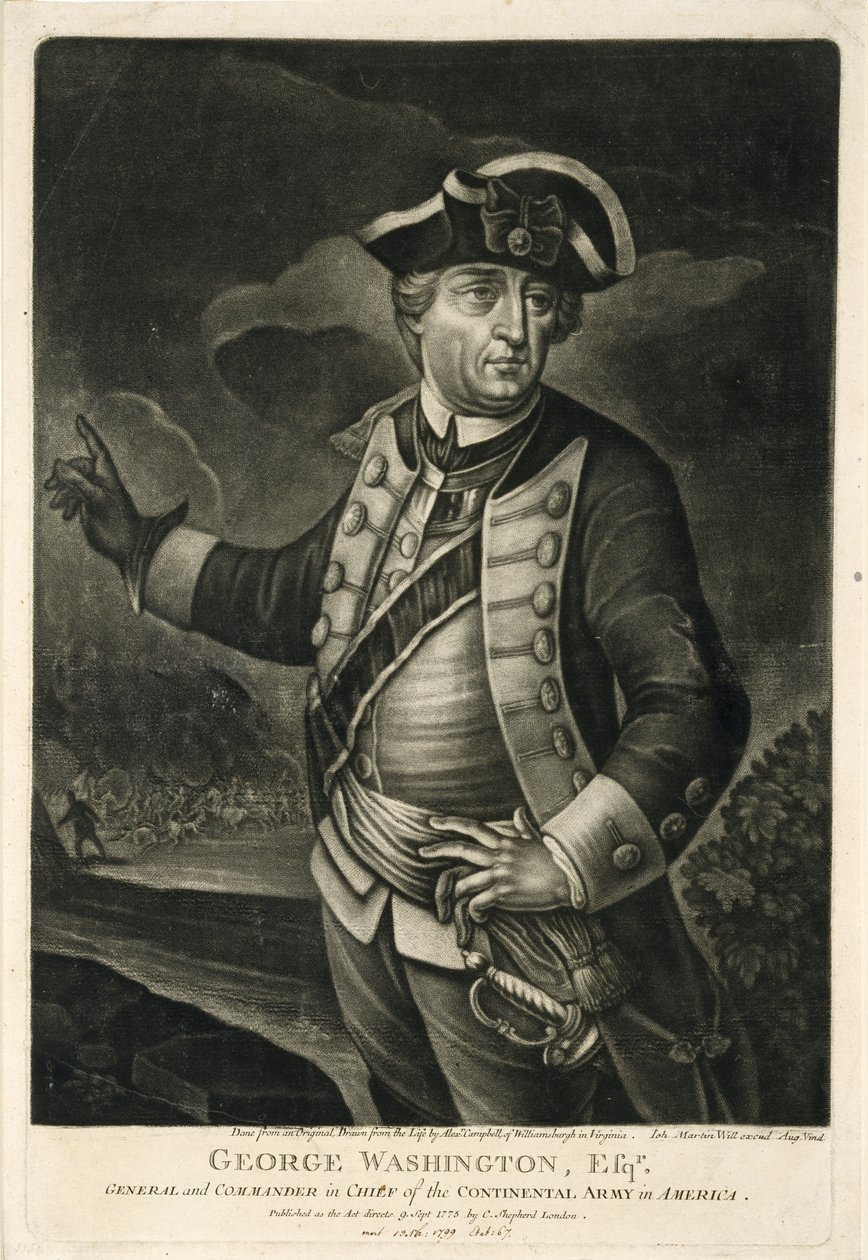 George Washington, Esqr., General und Oberbefehlshaber der Kontinentalarmee in Amerika von English School