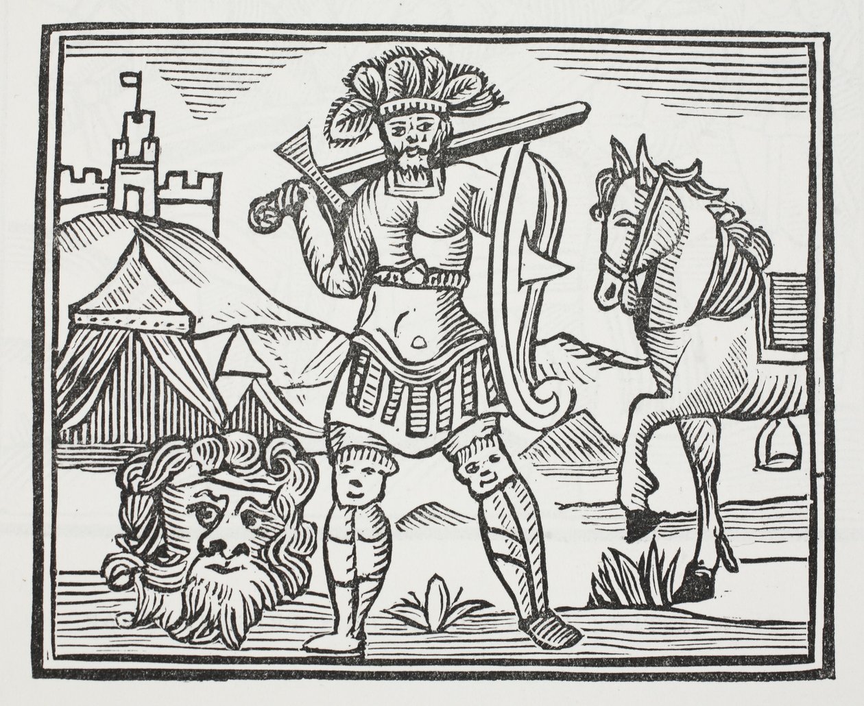Guy hat Armarant erschlagen, Illustration aus Chap-books des achtzehnten Jahrhunderts von John Ashton, veröffentlicht 1882 von English School