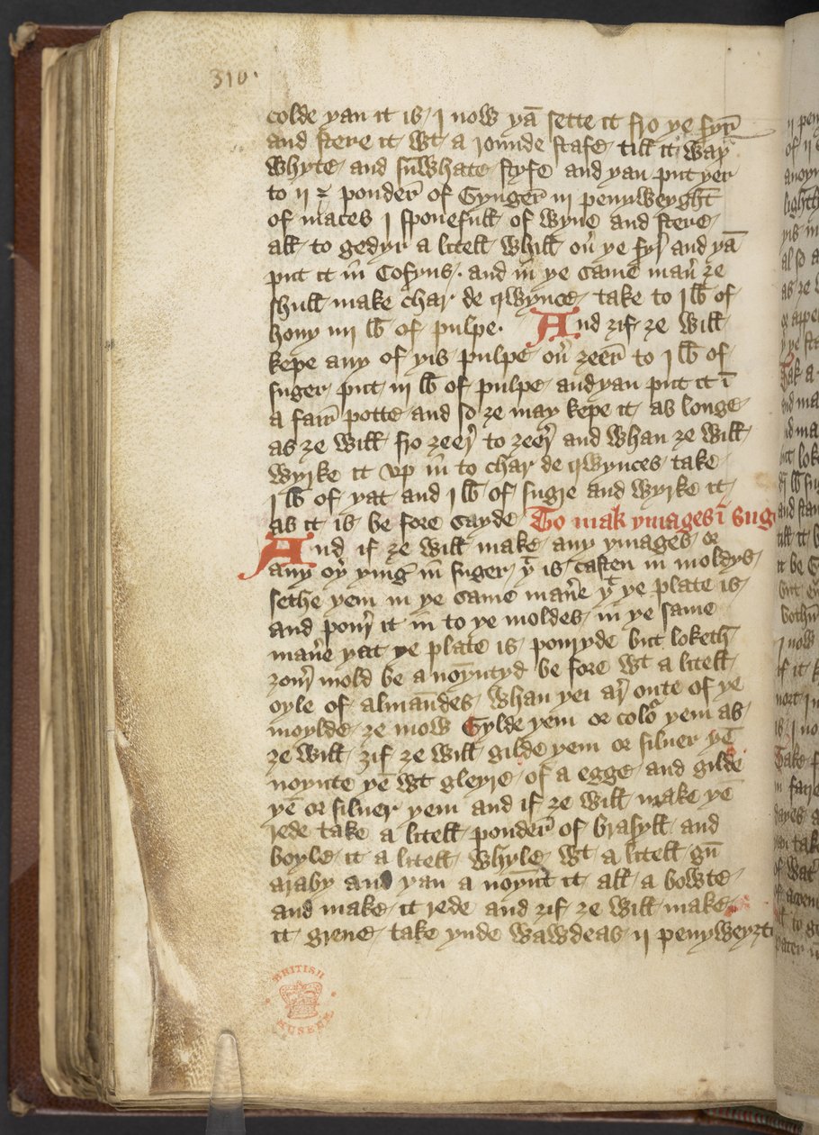 Medizinische und kulinarische Rezepte (ca. 1395) von English School