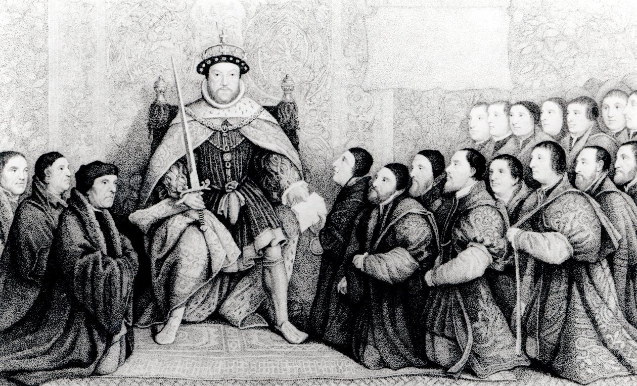 Heinrich VIII. verleiht den Barbierchirurgen die Charta von English School