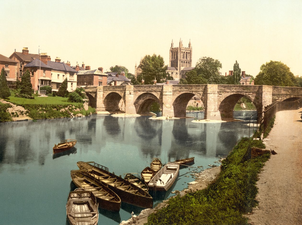 Hereford Kathedrale und Wyl Brücke von English School