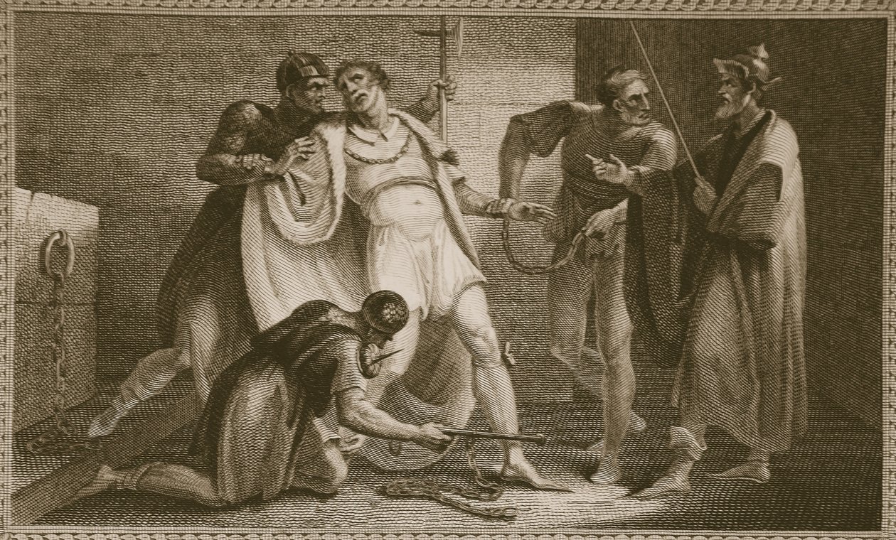Gefangennahme von Stephan, Illustration aus David Humes The History of England, veröffentlicht von R. Bowyer, London, 1812 von English School