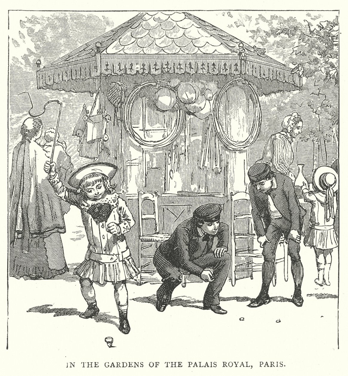 In den Gärten des Palais Royal, Paris (Gravur) von English School