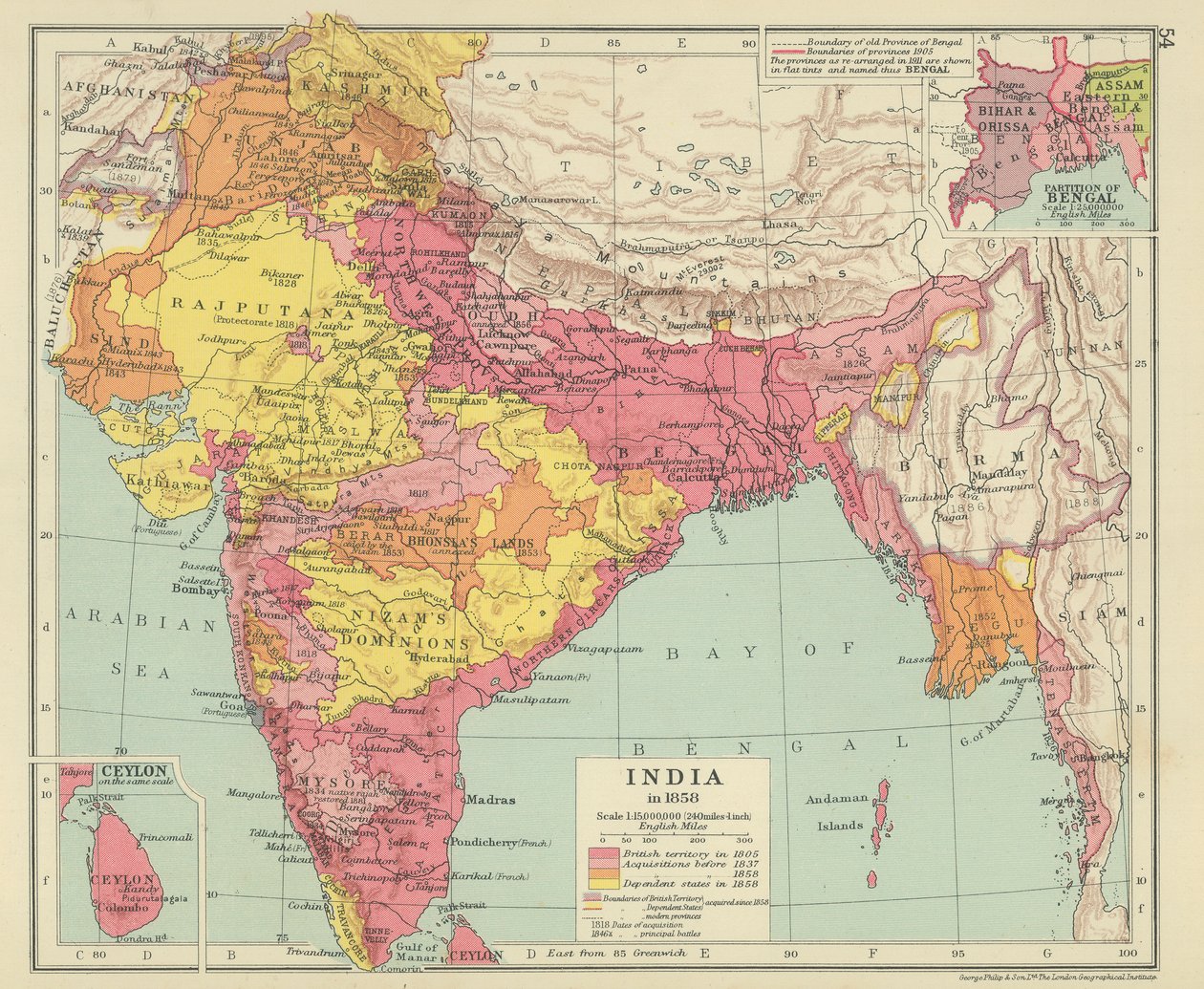 Indien im Jahr 1858 von English School