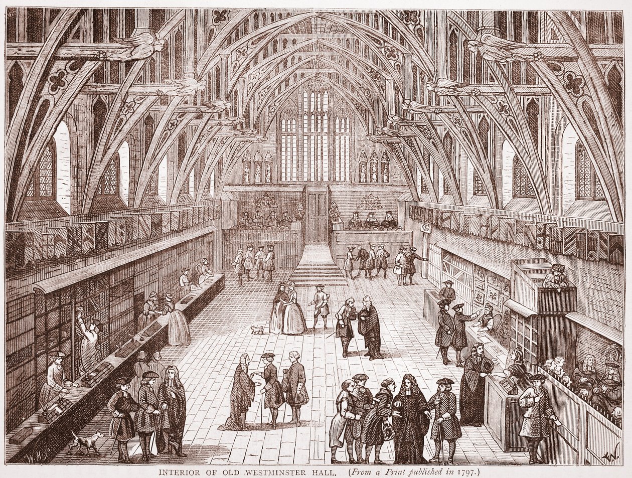 Innenansicht der alten Westminster Hall, nach einem Druck von 1797 von English School