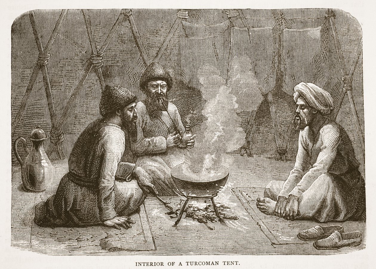 Inneres eines Turkmenen-Zeltes, Illustration aus Cassells Illustrierter Geschichte Englands von English School