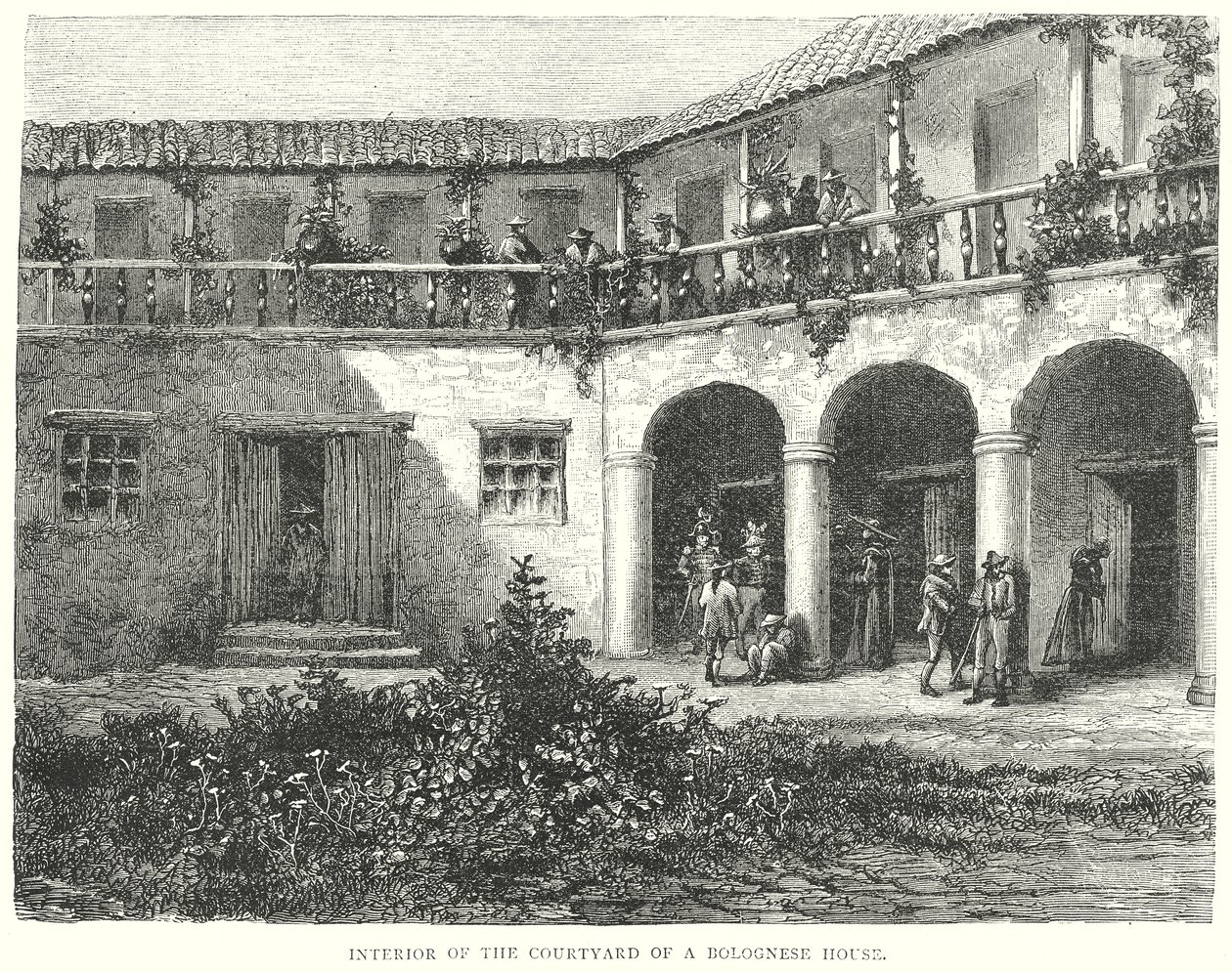 Innenhof eines Bologneser Hauses (Gravur) von English School