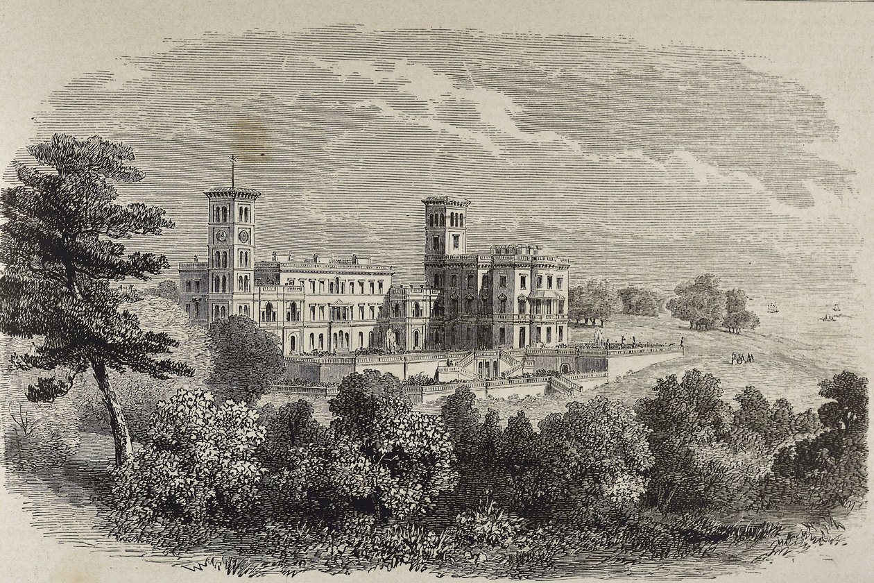 Isle of Wight. Osborne House, die Sommerresidenz von Königin Victoria. Illustration von 1880 von English School