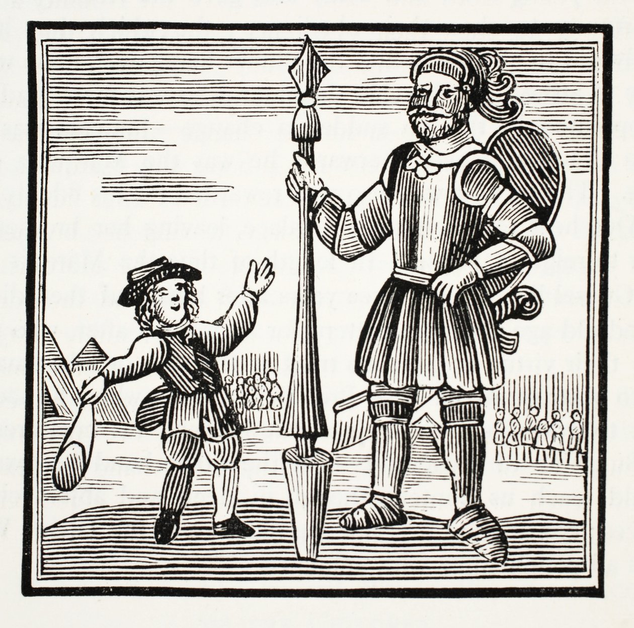 Jack und der Riese, Illustration aus Chap-books des achtzehnten Jahrhunderts von John Ashton, veröffentlicht 1882 von English School