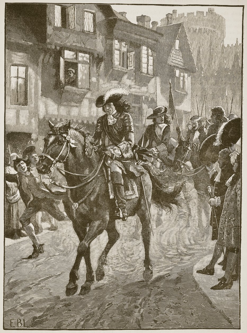 James betritt Dublin nach der Schlacht am Boyne, Illustration aus ...