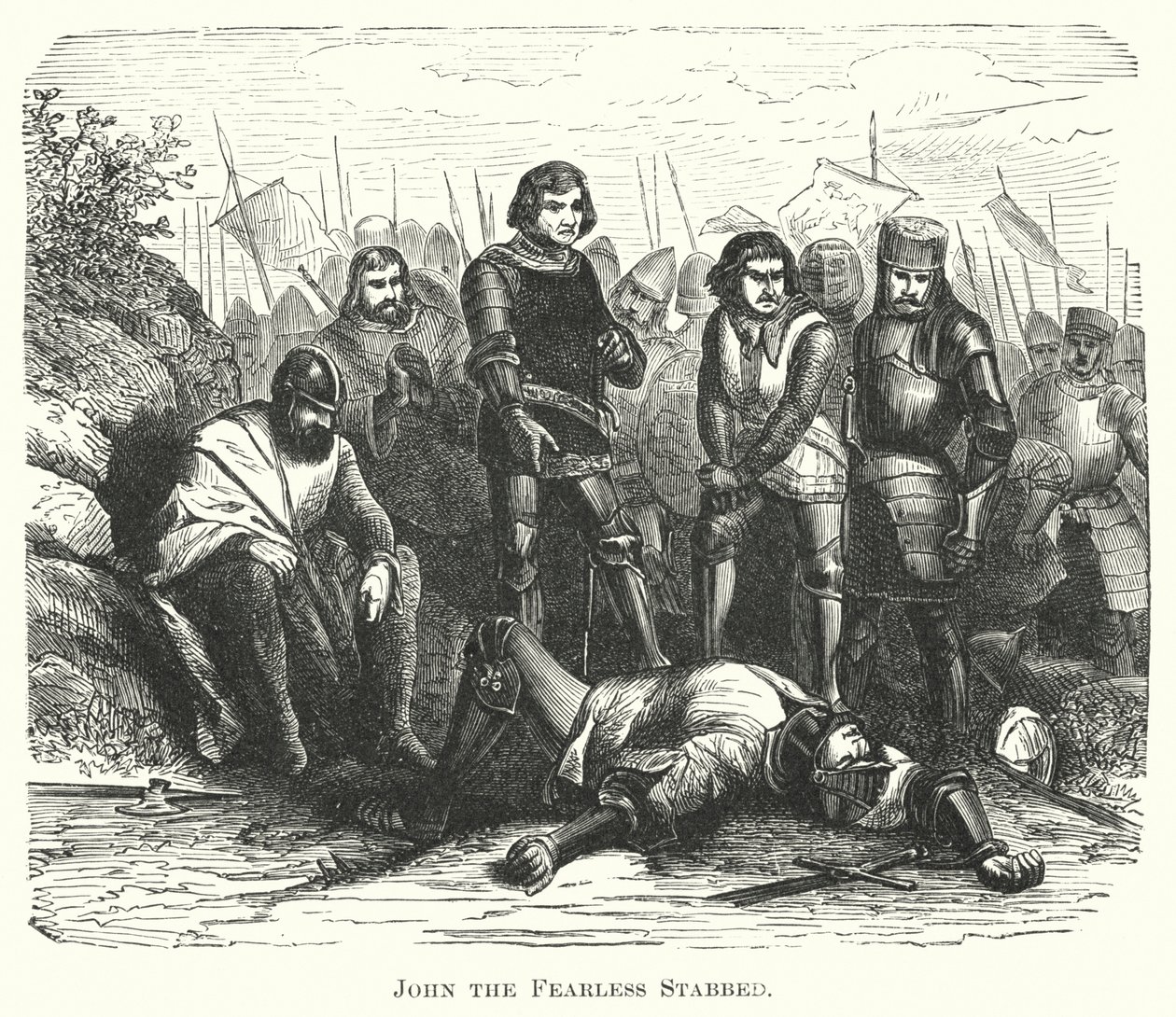 Johann der Furchtlose erstochen (Gravur) von English School