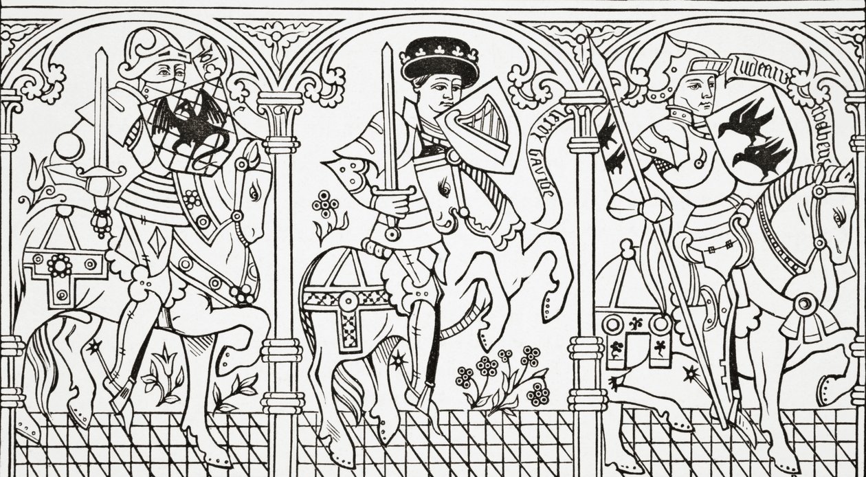 Josua, König David und Judas Makkabäus, 1878 von English School