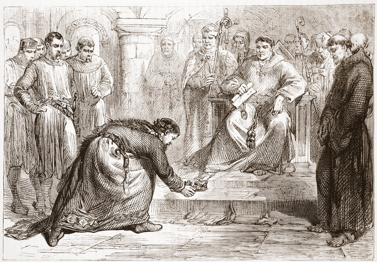 König Johann und der Legat des Papstes, Illustration aus Die Geschichte des Protestantismus von James Aitken Wylie, veröffentlicht 1878 von English School