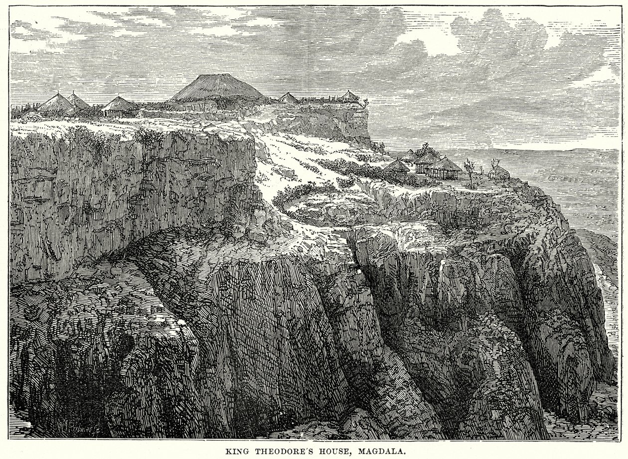 Haus von König Theodor, Magdala (Gravur) von English School