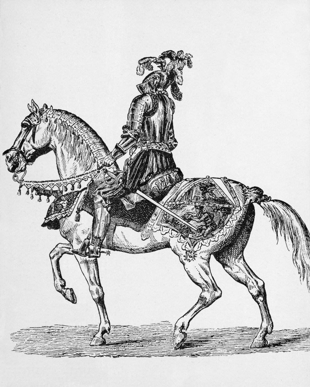Ritter zu Pferd in Festkleidung des 15. Jahrhunderts von English School