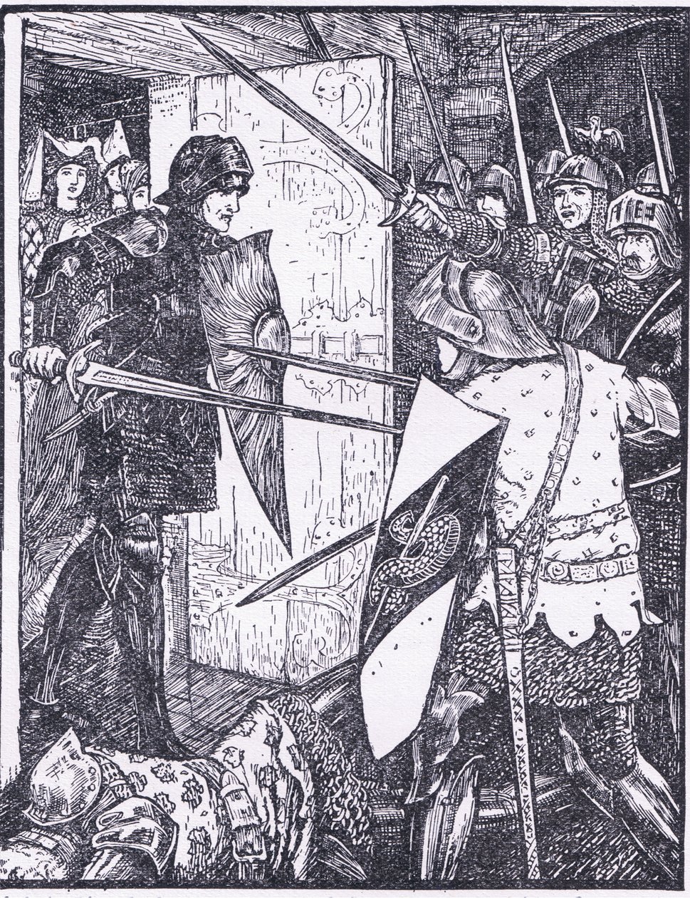Lancelot kommt aus Gueneveres Zimmer, Illustration aus 