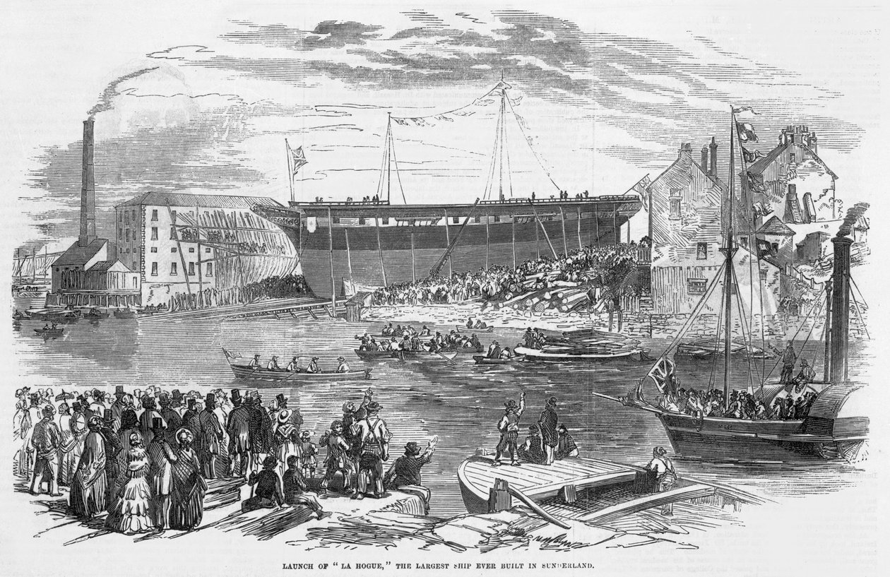 Stapellauf der "La Hogue," das größte Schiff, das jemals in Sunderland gebaut wurde von English School