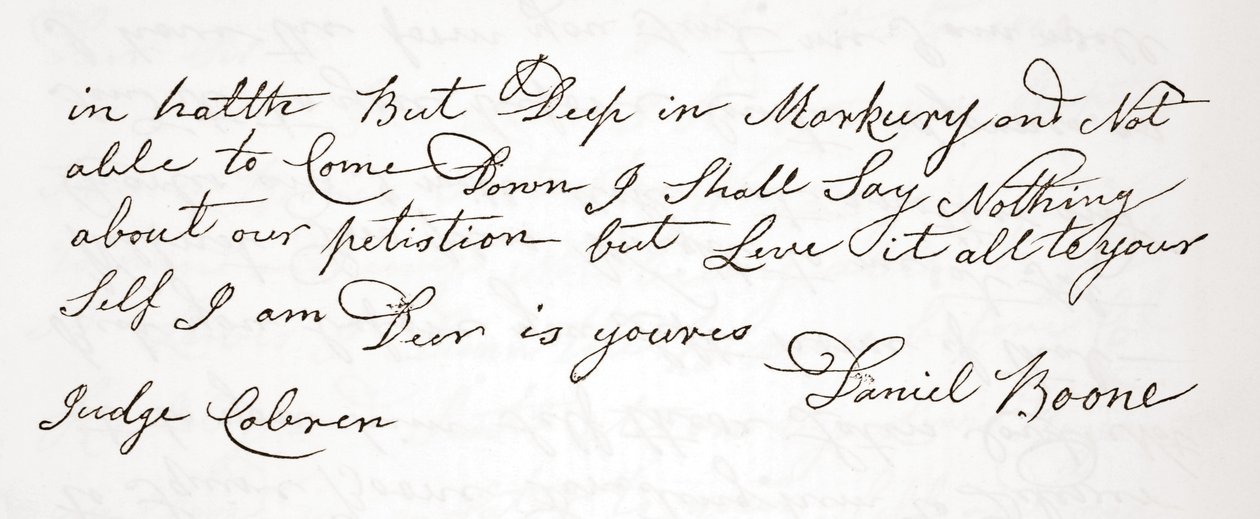 Brief von Daniel Boone an Richter John Cobren, Original datiert 5. Oktober 1809 von English School