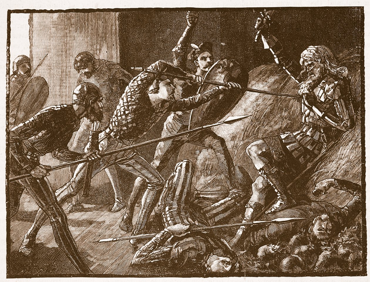 Llewelyns letzter Kampf, Illustration aus Cassells Illustrierter Geschichte Englands von English School