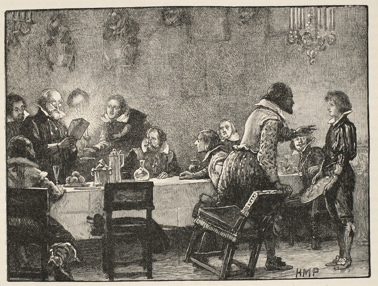 Lord Monteagle und der Warnbrief über das Pulverfass-Komplott, Illustration aus Cassells Illustrierter Geschichte Englands von English School