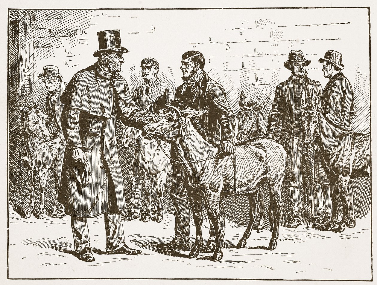 Lord Shaftesbury inspiziert eine Karrenhändler-Eselshow, Illustration aus Die Kirche von England: Eine Geschichte für das Volk von H.D.M. Spence-Jones, veröffentlicht um 1910 von English School