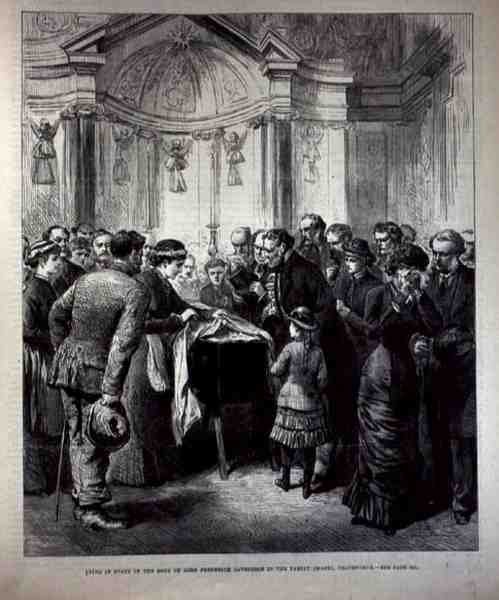Aufbahrung, der Leichnam von Lord Frederick Cavendish (1836-82) in der Familienkapelle, Chatsworth von English School