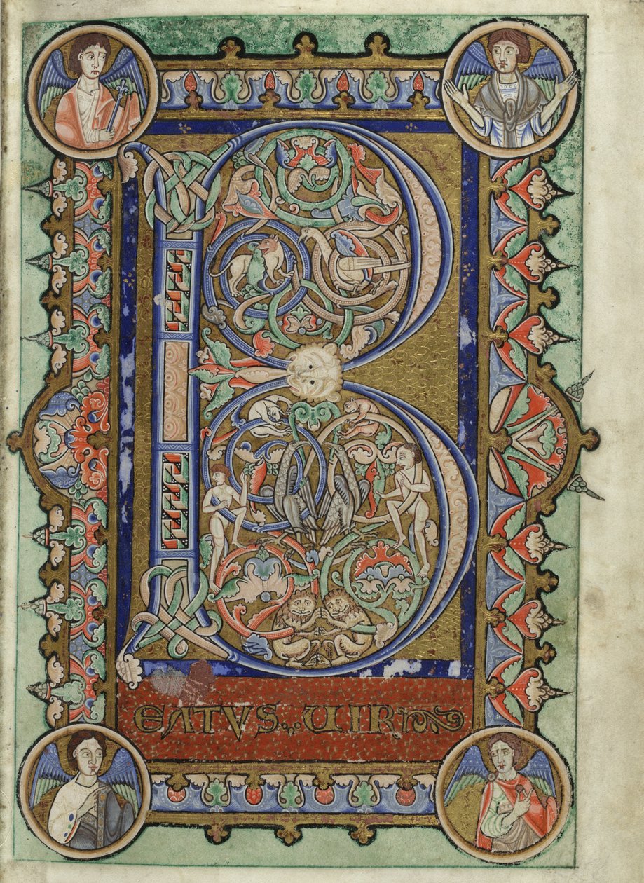 MS Hunter 229 f.22r aus dem Hunterian Psalter, ca. 1170 von English School