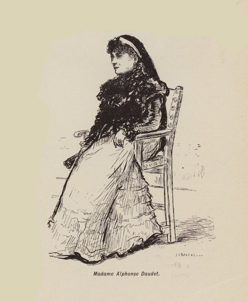 Madame Alphonse Daudet (Lithografie) von English School