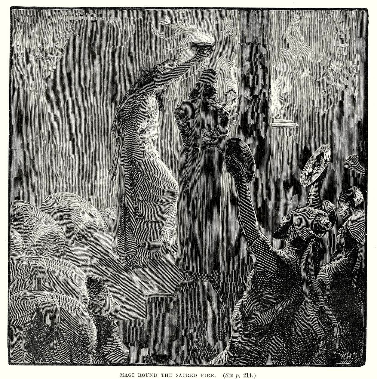 Magier um das heilige Feuer von English School