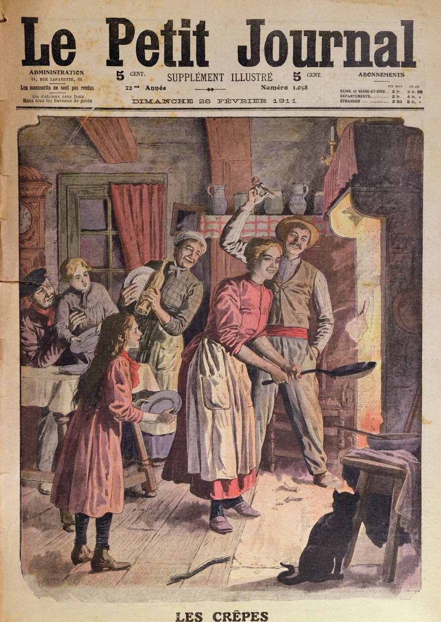 Pfannkuchen machen, Illustration aus Le Petit Journal, 26. Februar 1911 von English School