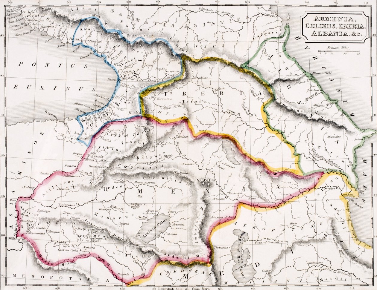 Karte von Armenien, Kolchis, Iberien und Albanien, aus 