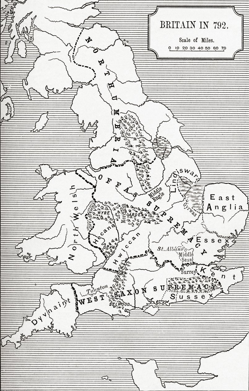 Karte von Großbritannien im Jahr 792, aus 