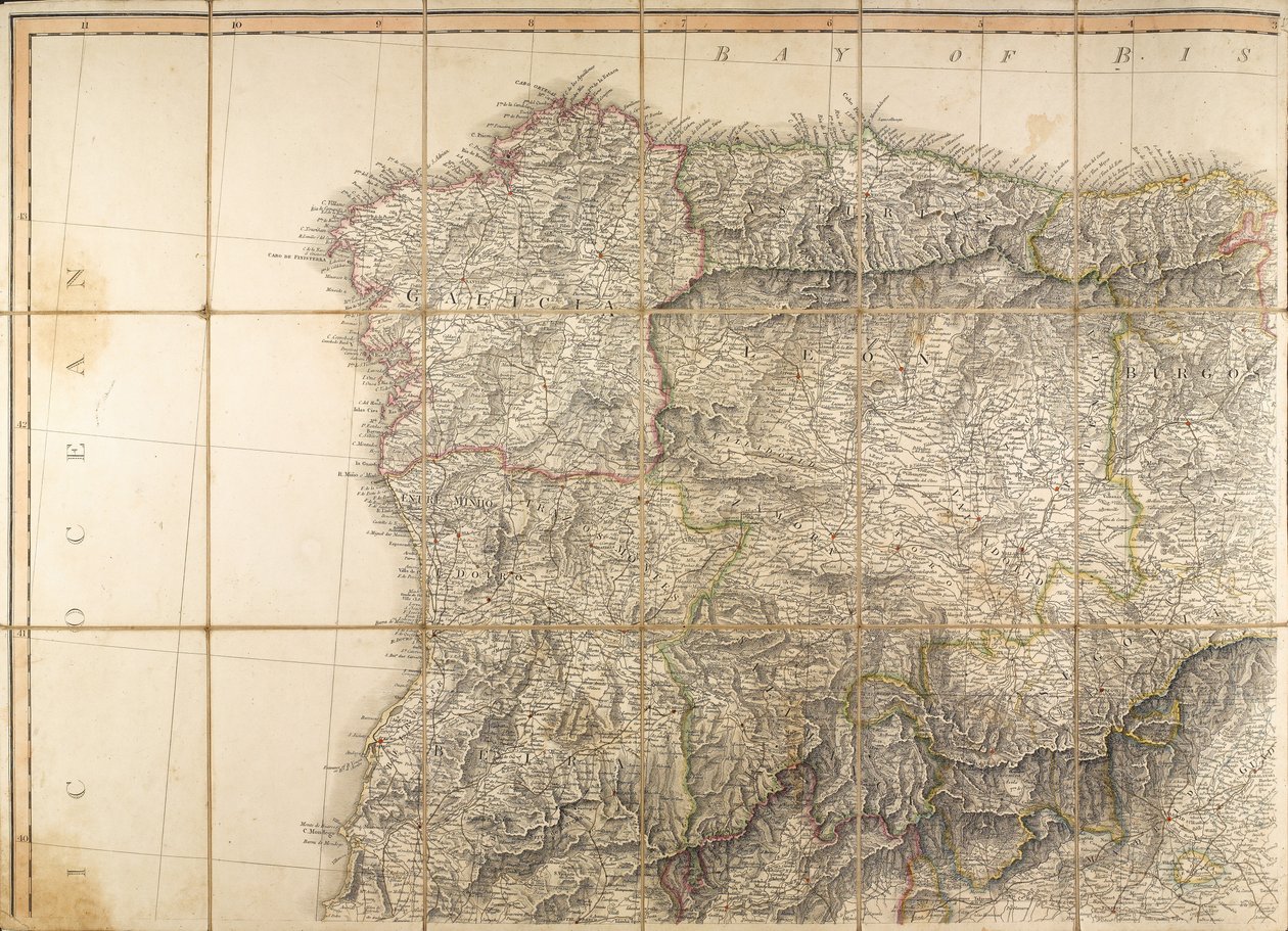 Karte von Spanien, die angeblich vom Herzog von Wellington verwendet wurde von English School