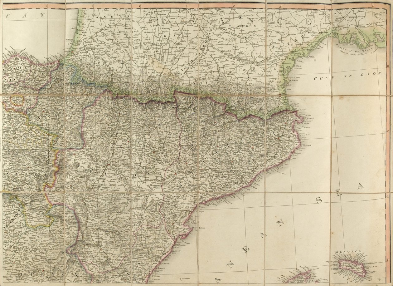 Karte von Spanien, die angeblich vom Herzog von Wellington verwendet wurde von English School