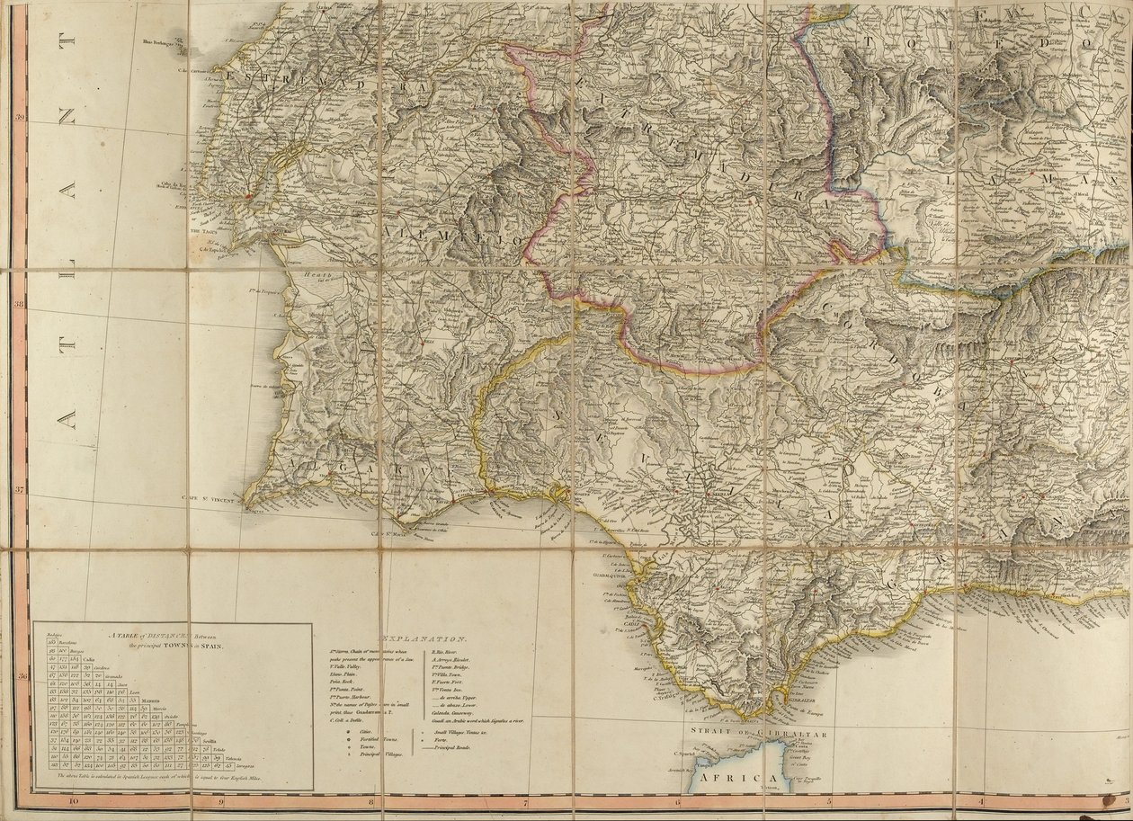 Karte von Spanien, die angeblich vom Herzog von Wellington verwendet wurde von English School